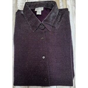 Avenue Plus Size 18/20 Wine 
Metallic Sparkle Button Down‎ Shirt Top Blouse
